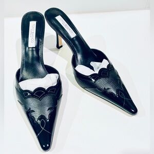 Tony Bianco black patent pointed toe Shuga mules size 6.5 - new